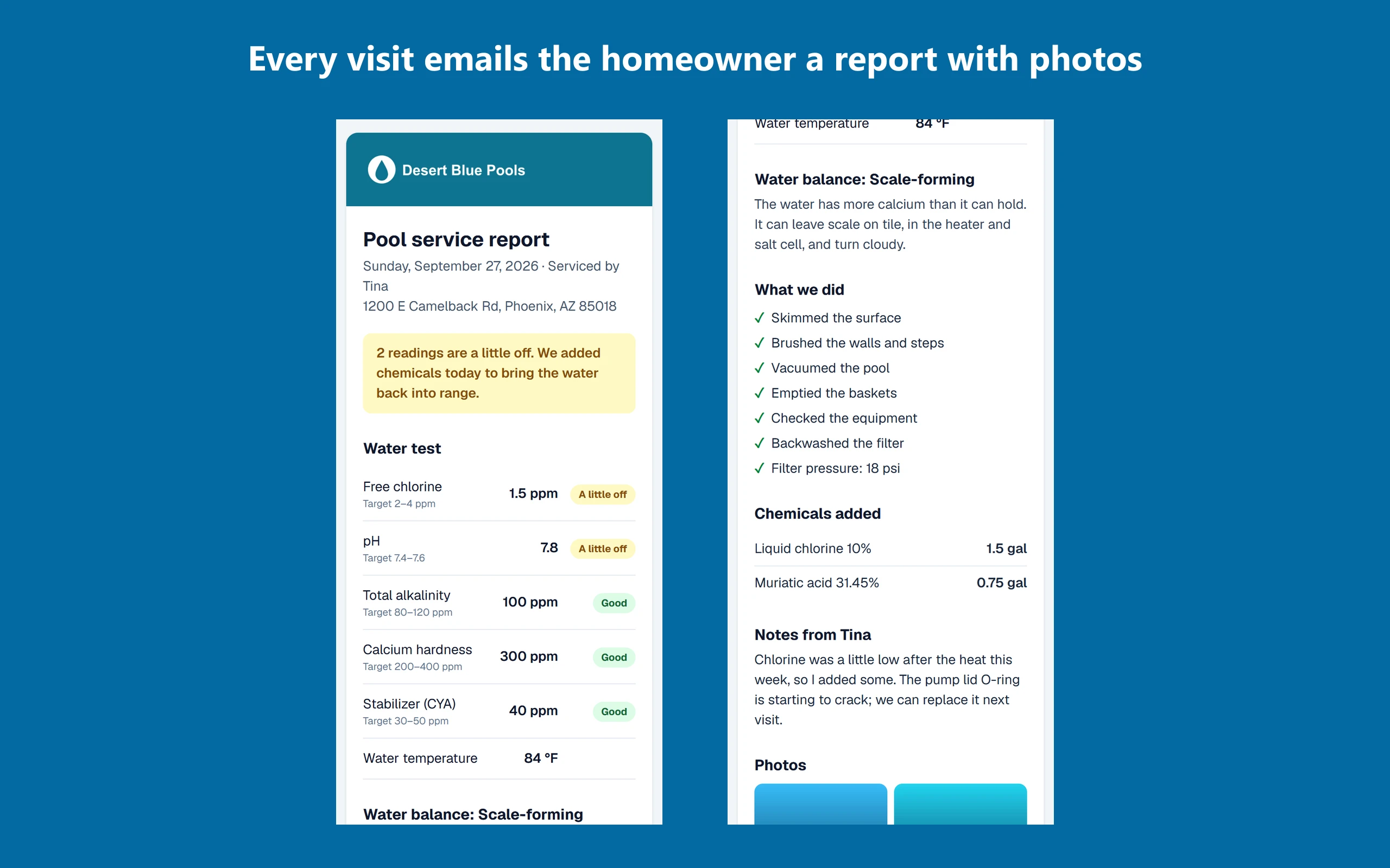 The service report a homeowner receives